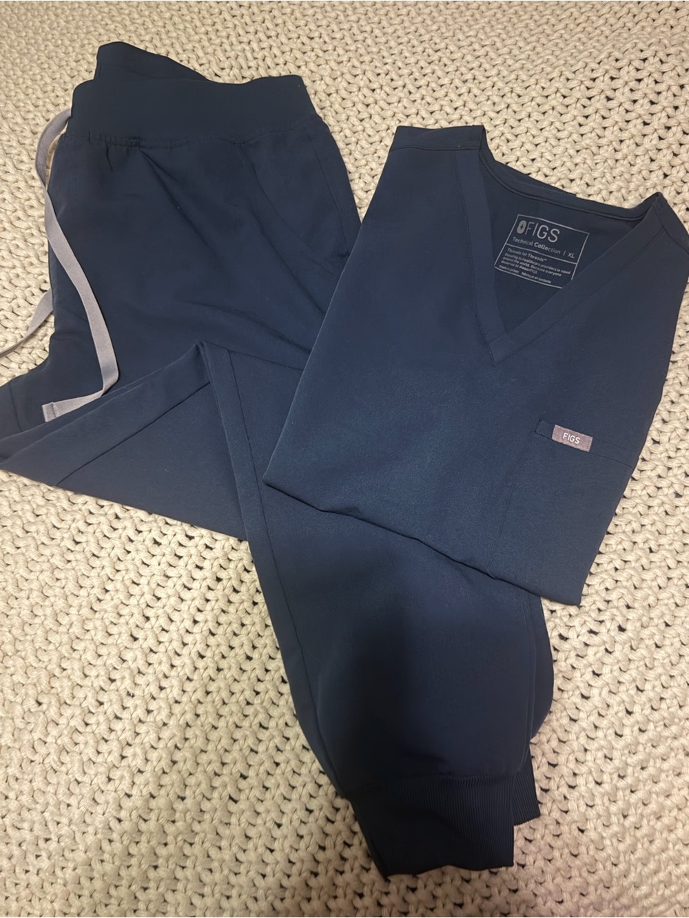 Figs Gray/Blue V-Neck Medical Scrub Top and Joggers
